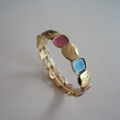 Elastiskt Armband Pastellfärger Och Guld