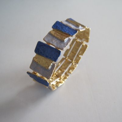 Elastiskt Armband Blått Guld