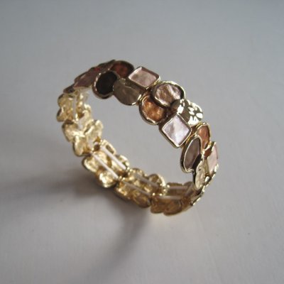 Elastiskt Armband Brunt Beige Guld