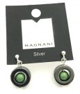 Örhängen Hematit Med Grön Pärla Iris Magnani Smyckesdesign