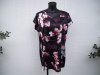 Svart Rrosa Blommig Tunika Blus Spor. Ze-Ze