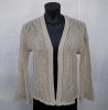 Beige Stickad Bomullskofta
