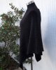 Svart Poncho Med Flätmönster Viskos Ull