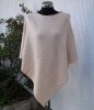 Beige Poncho Med Flätmönster Viskos Ull