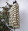 Olivgrön Beige Mönstrad Blus Lång Ärm