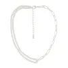 Dubbelt Pärlmix Halsband Silverpläterat