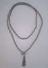 Elastiskt Långt Halsband/armband Grå Glaspärlor Thira Rhodium