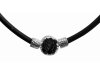 Svart Läderhalsband Med Svart Sten Dansk Smykkekunst