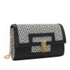 Svart liten mönstrad kuvertväska clutch med axelrem kedja