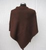 Brun Stickad Poncho Med Knappar