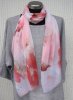 Rosa Mönstrad Tunn Scarf Viskos Silke