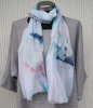Mönstrad Tunn Scarf Blå Pastellfärger Viskos/silk