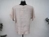 Beige Linneblus med liten volang