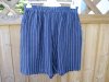 Knälånga Randiga Linneshorts Marinblå Vita
