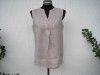 Gråbeige Taupe Ärmlös Linneblus. Made in Italy