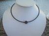 Halsband Svart Choker Hematit Med Grå Pärla