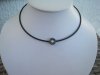 Halsband Svart Choker Hematit Med vit Pärla