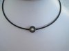 Halsband Svart Choker Hematit Med vit Pärla