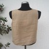 Beige Ärmlös Linneblus Med Dekorativa Sömmar