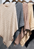 Beige Kabelstickad Poncho Kashmirmix