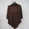 Brun Stickad Poncho Med Knappar