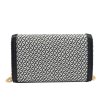 Svart liten mönstrad kuvertväska clutch med axelrem kedja