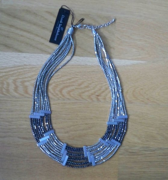 Halsband Hematit Silverpläterade Pärlor Magda Dansk Smykkekunst