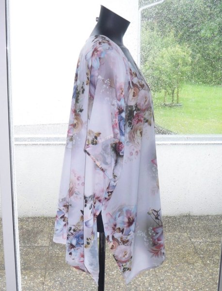 Vit Blommig Kort Kimono Viskos