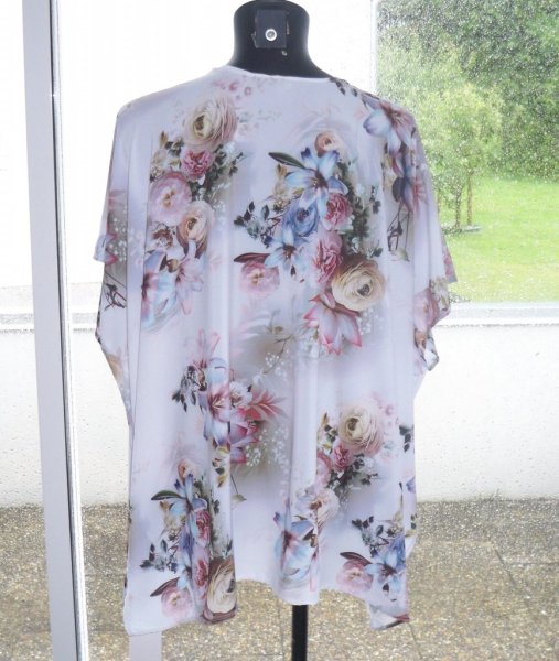 Vit Blommig Kort Kimono Viskos