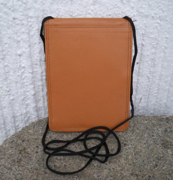 Neck Pouch Halspåse Läder Ljusbrun