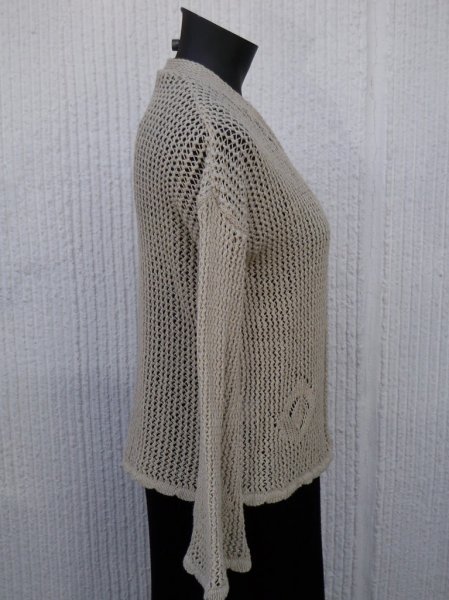 Beige Stickad Bomullskofta