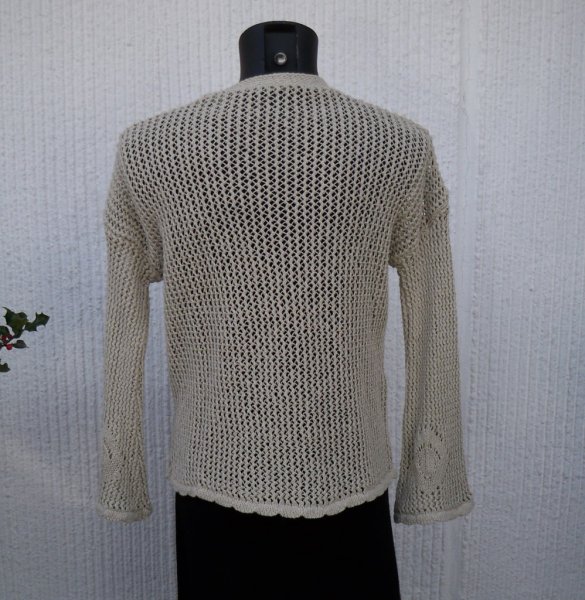 Beige Stickad Bomullskofta