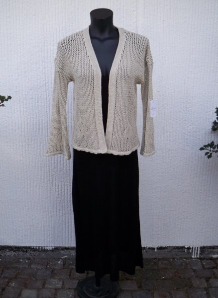 Beige Stickad Bomullskofta