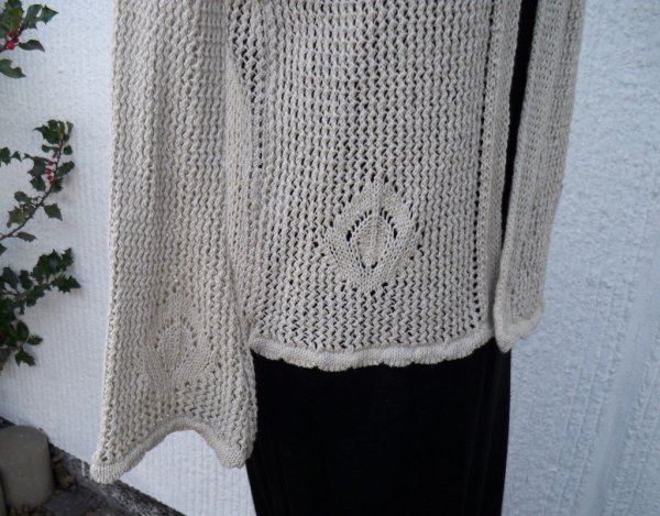 Beige Stickad Bomullskofta