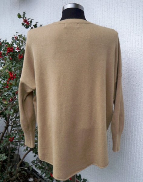 Kamelbeige Stickad Tröja Med Lång Ärm