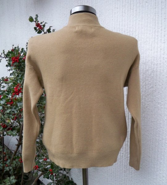 Kamelbeige Stickad Kofta Jacka