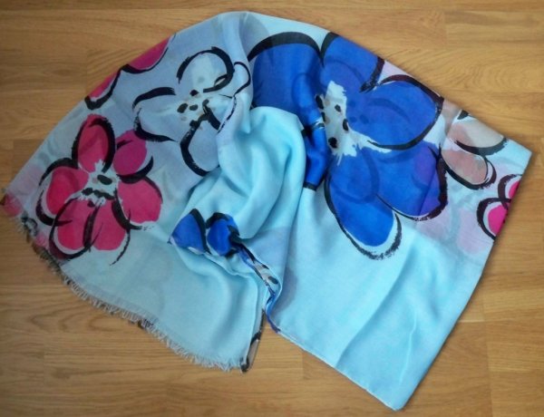 Stor mönstrad scarf. Turkos. Bit'avant