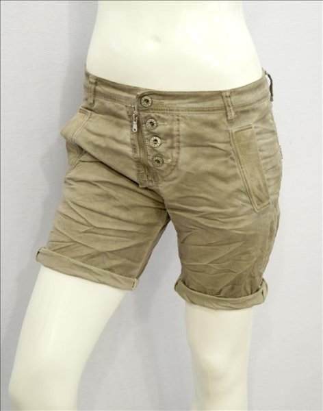 Shorts med dragkedjor. Khakibeige