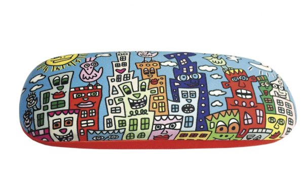 Hårt Glasögonfodral med putsduk. James Rizzi -Summer In The City