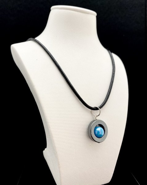 Halsband Hematit Med Turkos Pärla Selma Magnani Smyckesdesign