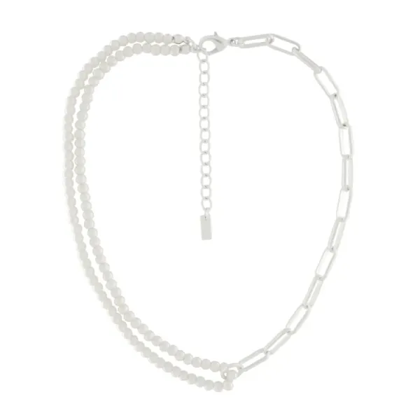 Dubbelt Pärlmix Halsband Silverpläterat