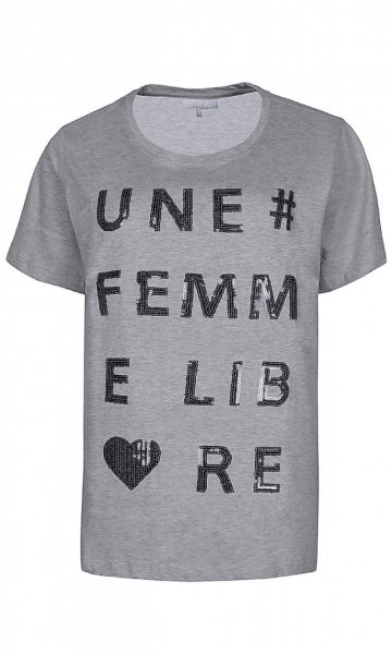 Grå T-shirt Med Paljett Text