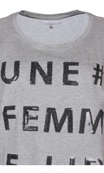 Grå T-shirt Med Paljett Text