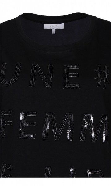Svart T-shirt Med Paljett text