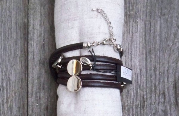 Mörkbrunt Läderarmband Rundel OCK Sweden