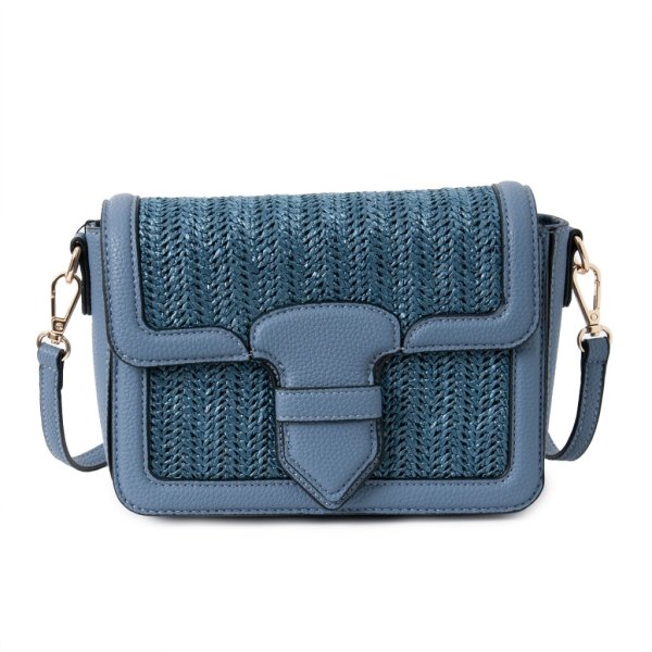 Jeansblå liten axelremsväska clutch