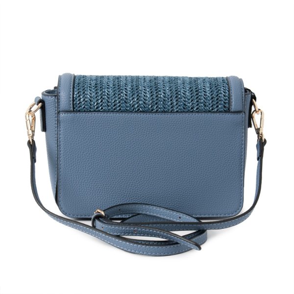 Jeansblå liten axelremsväska clutch