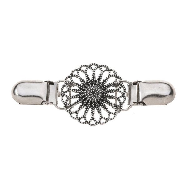 Silverfärgad Sjalklämma Stor Blomma