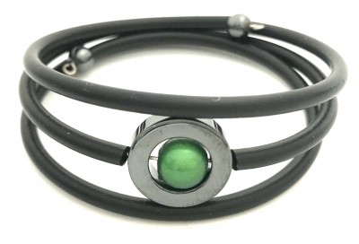 Gummiarmband Dilba Hematit/Grön. Magnani Smyckesdesign