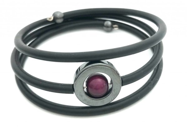Gummiarmband Dilba Hematit/Lila. Magnani Smyckesdesign